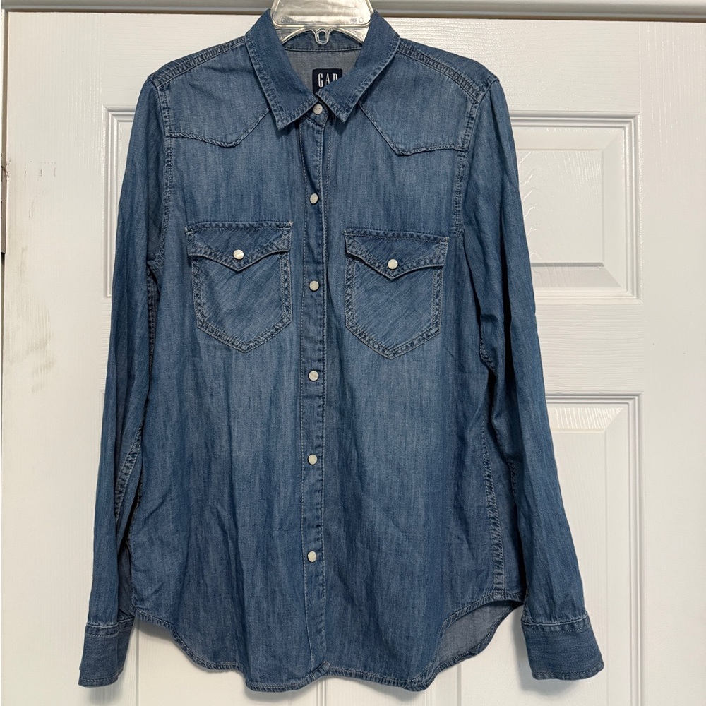 GAP Blue Denim Long Sleeve Shirt